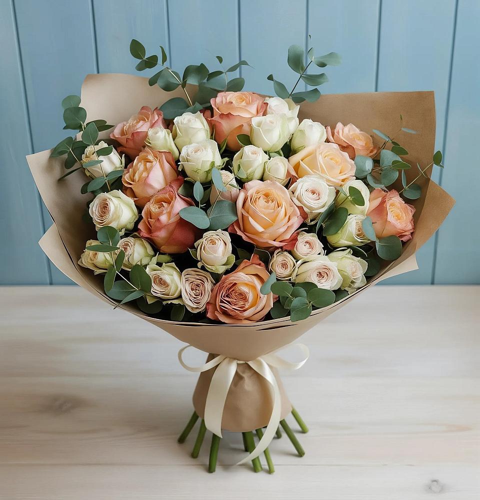 Букет цветов из: Альстромерии и Розы в Варгаши