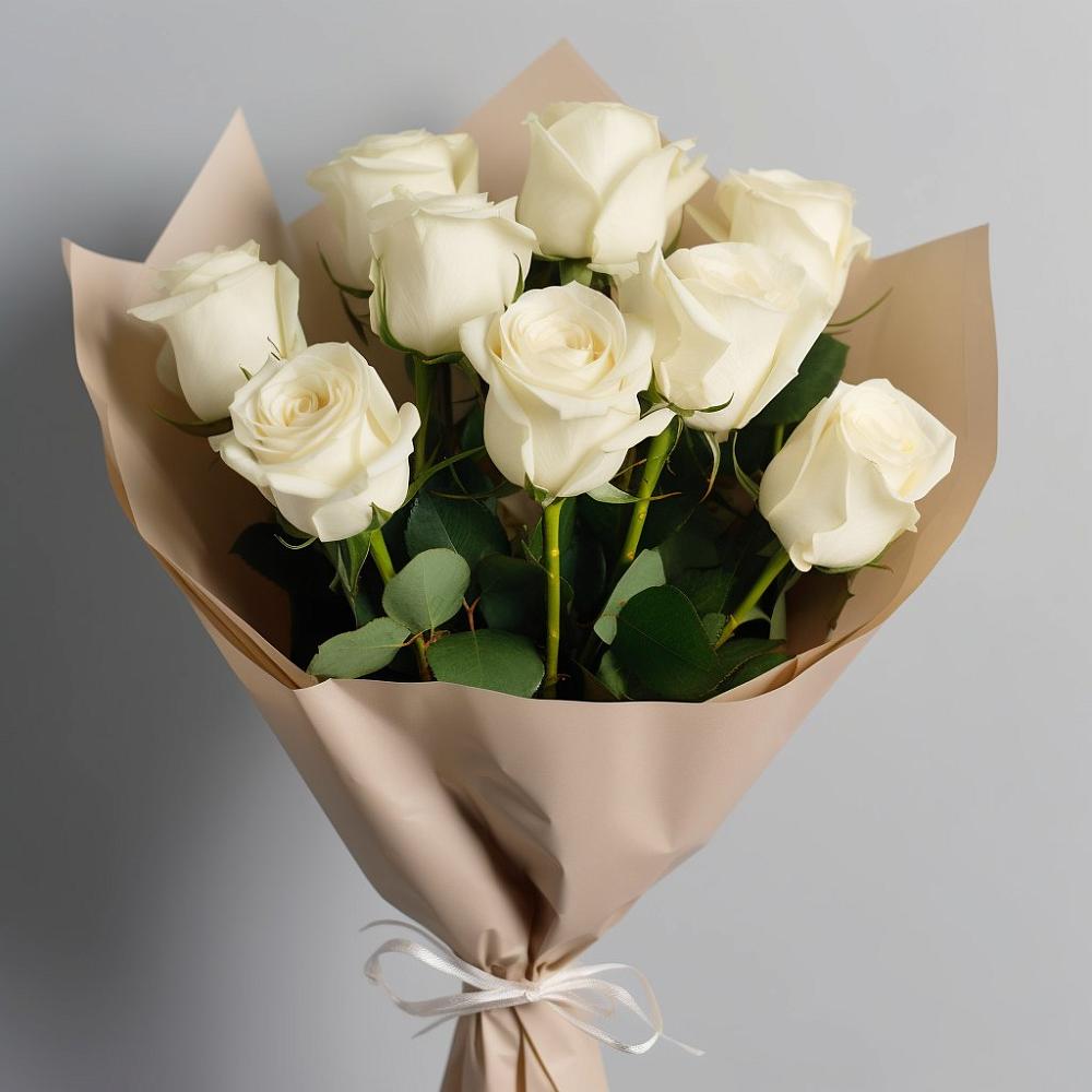 Букет 9 Белых роз Эдлесс Лав в Варгаши