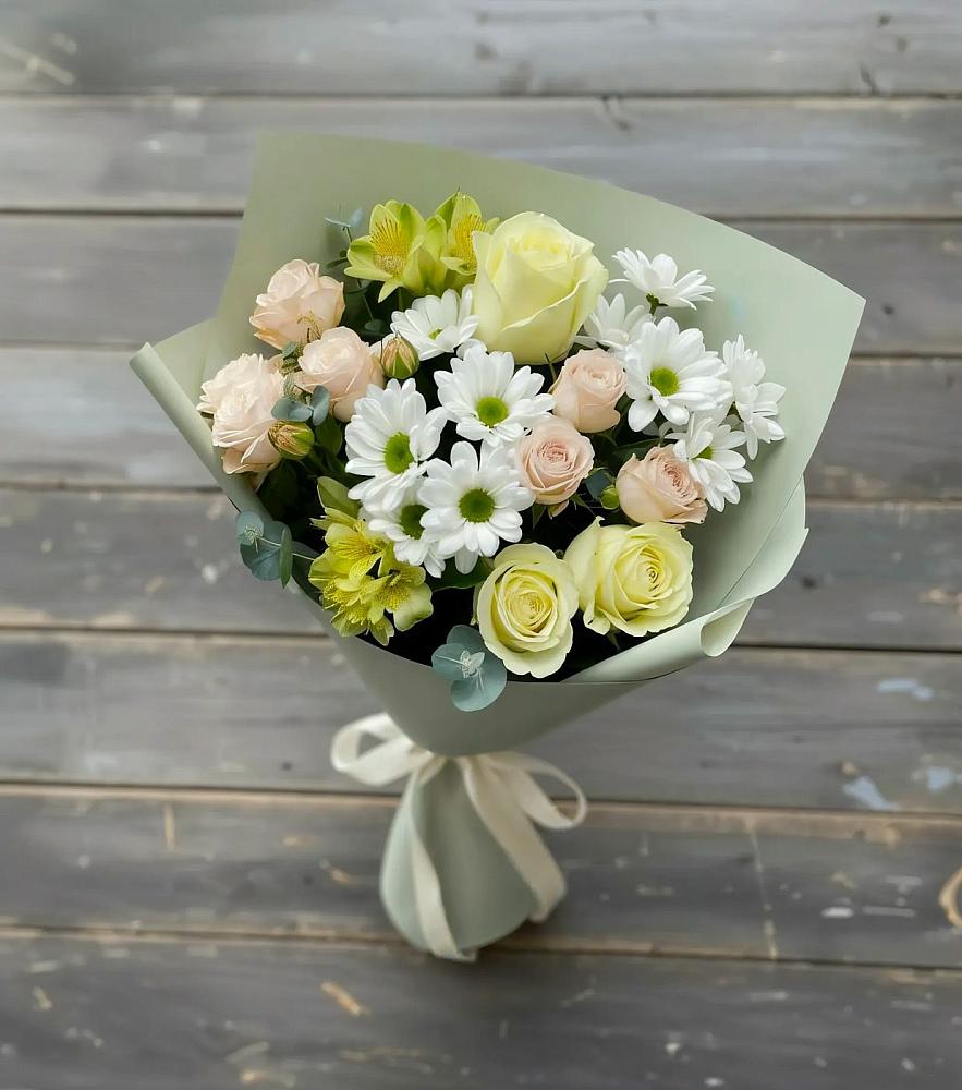 Букет цветов из: Альстромерии, Розы и Хризантемы в Варгаши