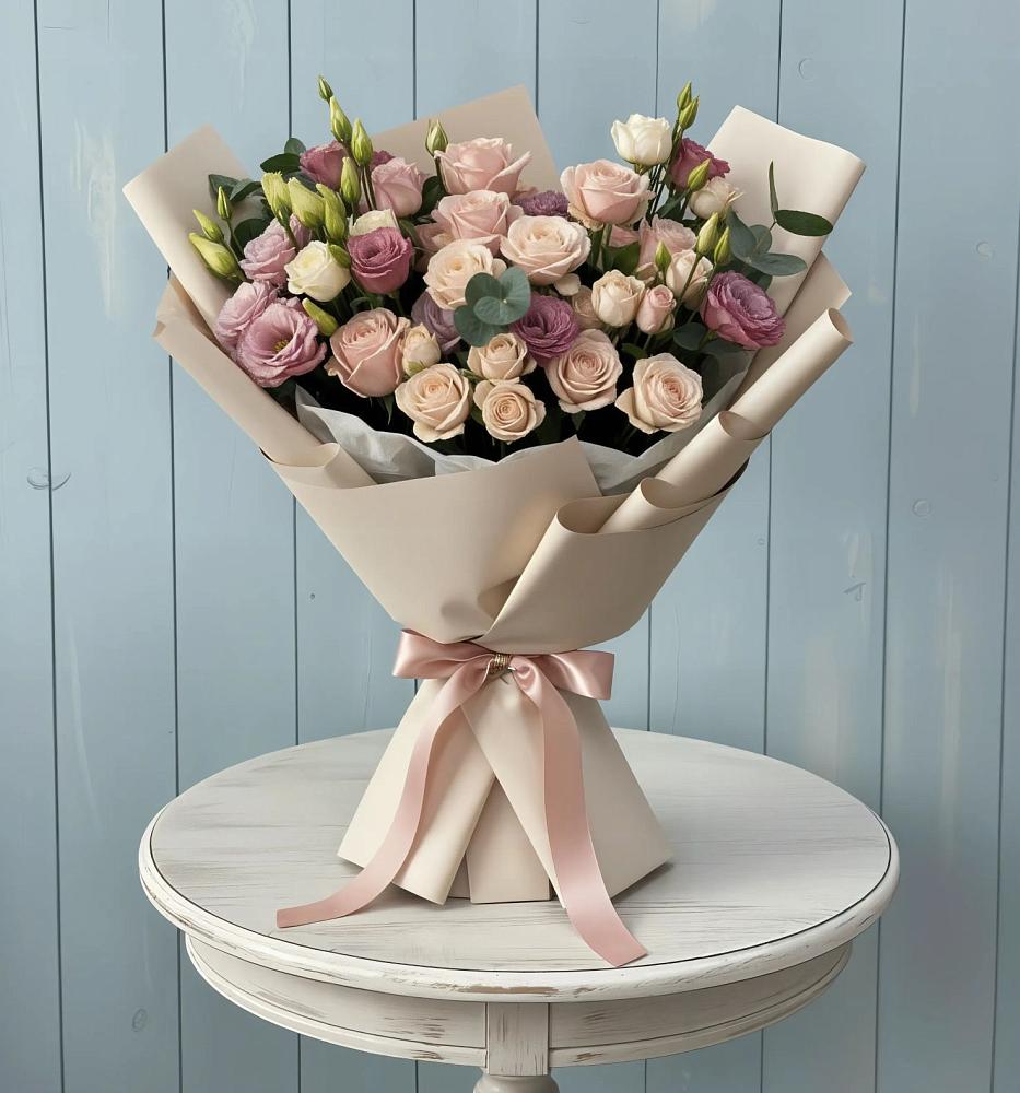 Букет цветов из: Розы и Лизиантусы в Варгаши