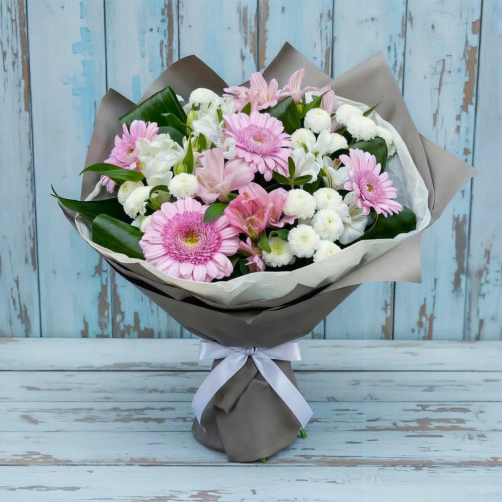 Букет цветов из: Герберы, Альстромерии и Хризантемы в Варгаши