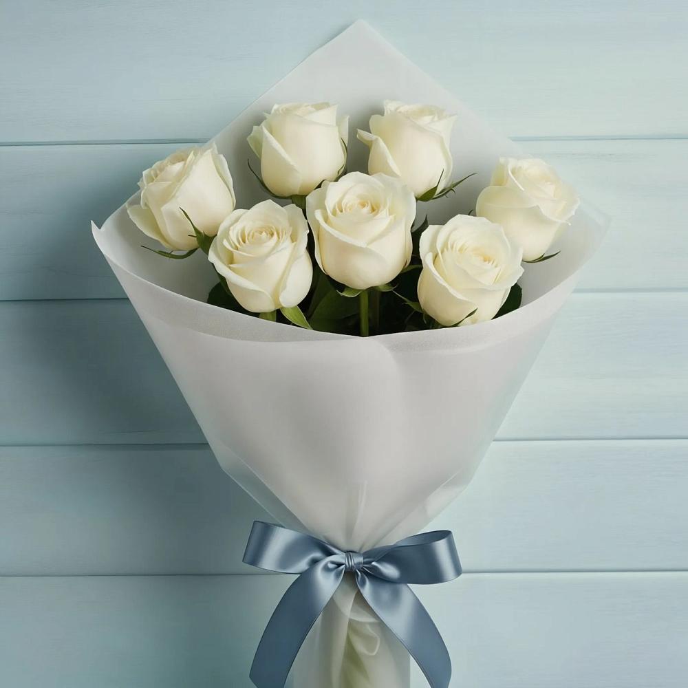 Букет 7 Белых роз Эдлесс Лав в Варгаши